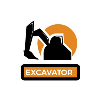 Orange Excavator Construction Logo