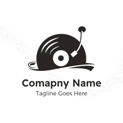 Vinyl and Music Black and White Dj Logo