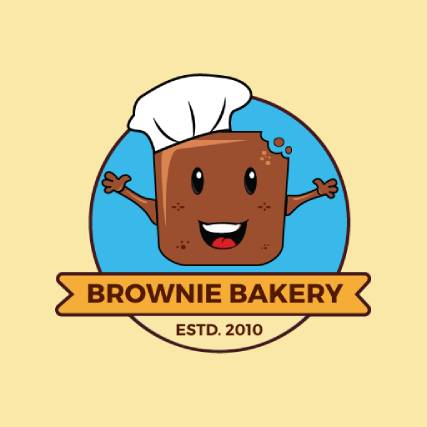 Blue and Yellow Smiley Brownie Bakery Logo
