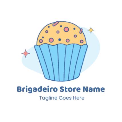 Blue and Yellow Brigadeiro Bakery Logo