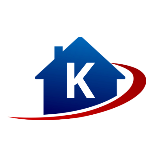 red and blue real estate logo
