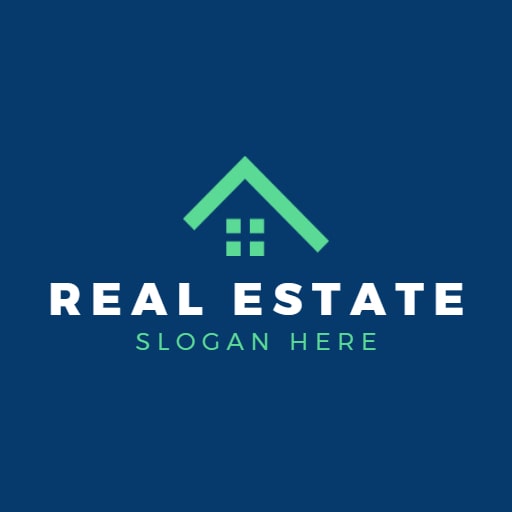 darl blue and green real estate logo