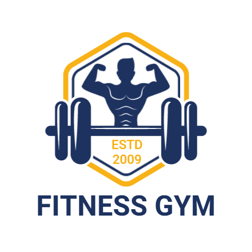 yellow and bluse gym logo design 