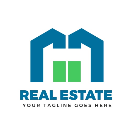 blue and green real estate logo