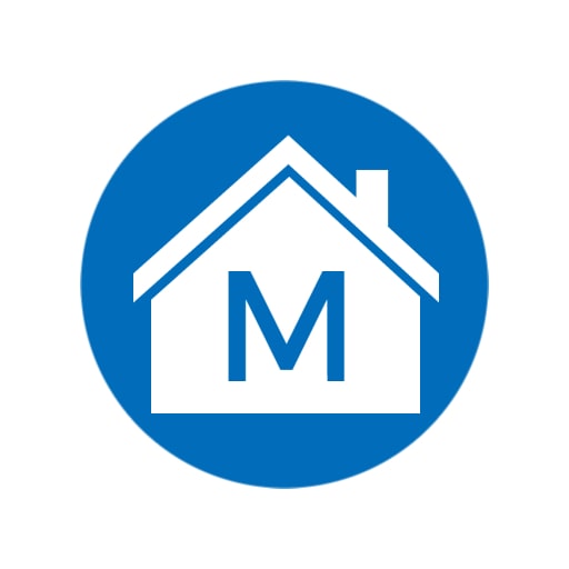 blue and white real estate logo