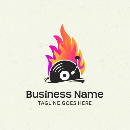 Fiery Frequencies Fire Flame Dj Logo