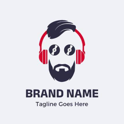 Beard Beats Red Dj Logo