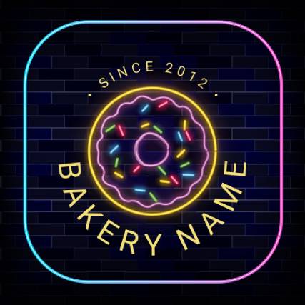Sweet Neon Fun and Friendly Bakery Logo