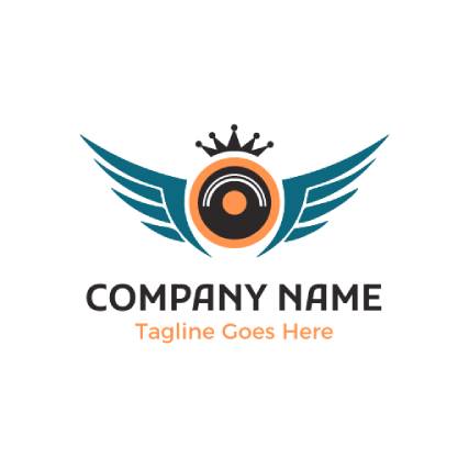 Royalty and Music Wings Dj Logo