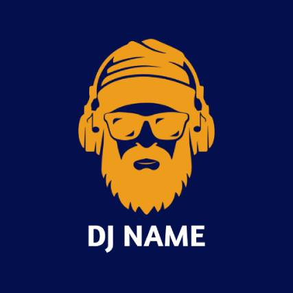 Hipster Headphones Yellow and Purple Dj Logo