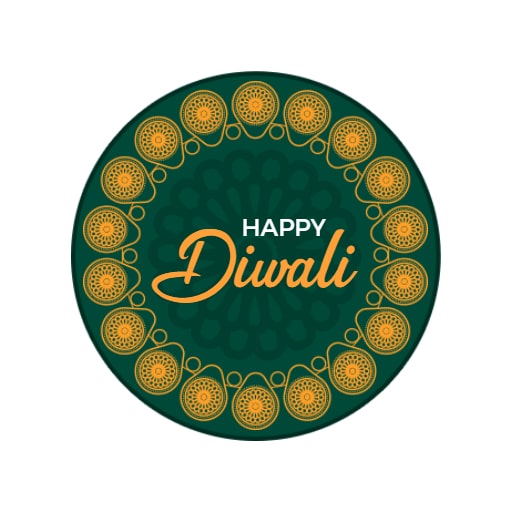 green circle with rangoli diwali logo