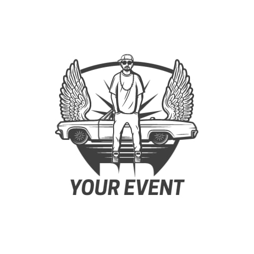black and white event logo