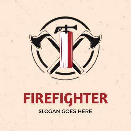 Red and Black Firefighter Vintage Logo