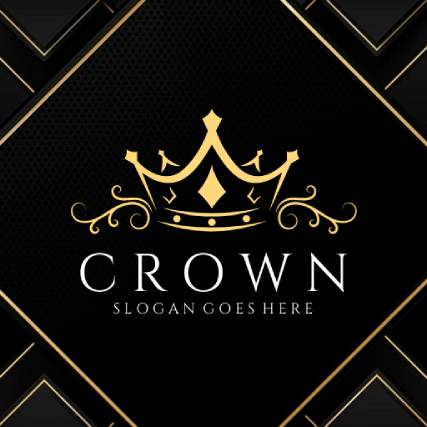Deco Luxury Golden Crown Vintage Logo