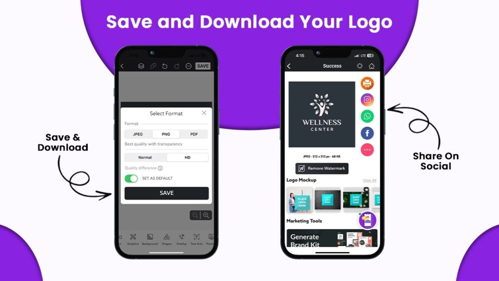 Save and Download Your Logo with logowiz