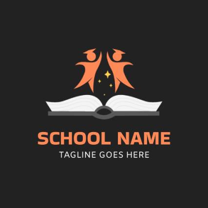 Black and Orange Graduation Cap Education Logo
