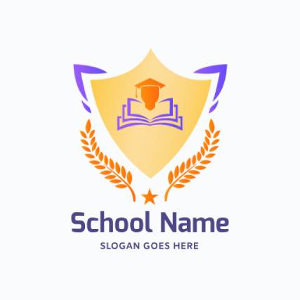 Purple and Light Brown Triangle Shield Knowledge Education Logo