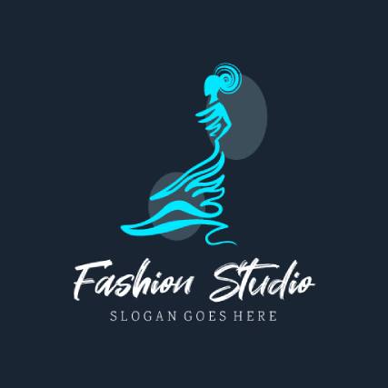 Graceful blue lady fashion logo