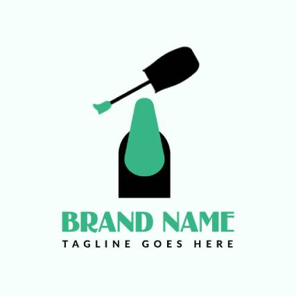 Nail Salon Logo in Minimalist Green Style