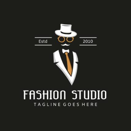 Retro black suit fashion logo template