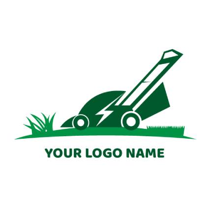 Dark Blue Green Electric Lawn Mower Logo