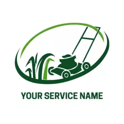 curved green lawn care logo design