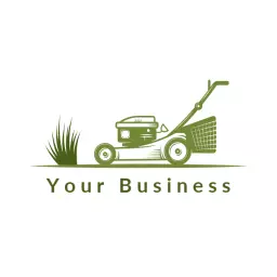 brown outlined graphic lawn care logo