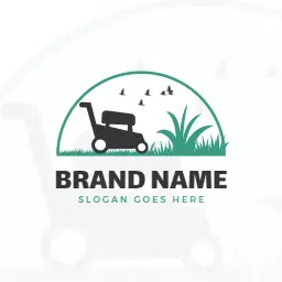 gray mower graphic lawn care logo