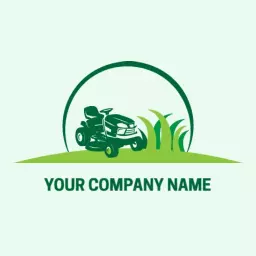 tractor in pastel green lawn care logo