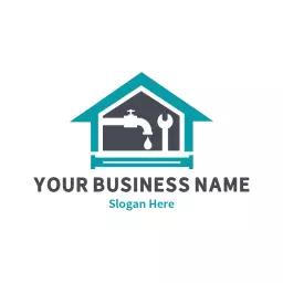 teal home service plumbing logo design
