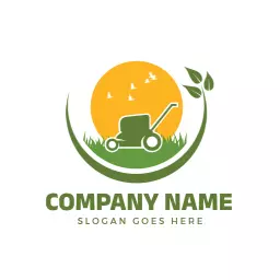 round yellow lawn care logo design