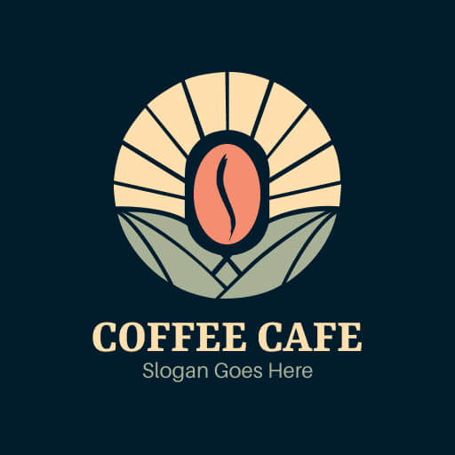 abstract café logo template featuring a stylized coffee bean with modern shapes