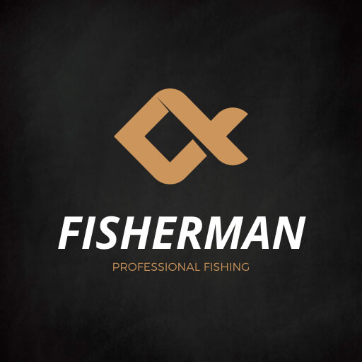 abstract fishing logo template featuring dynamic shape symbolizing fish icon