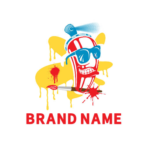 bold graffiti-style logo with spray paint effects