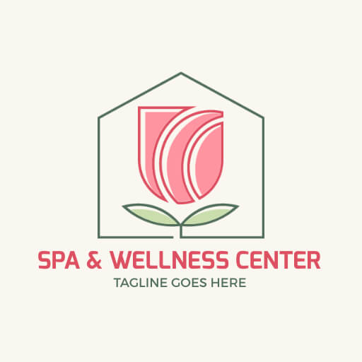 elegant floral spa logo template with delicate flower motif and soothing colors