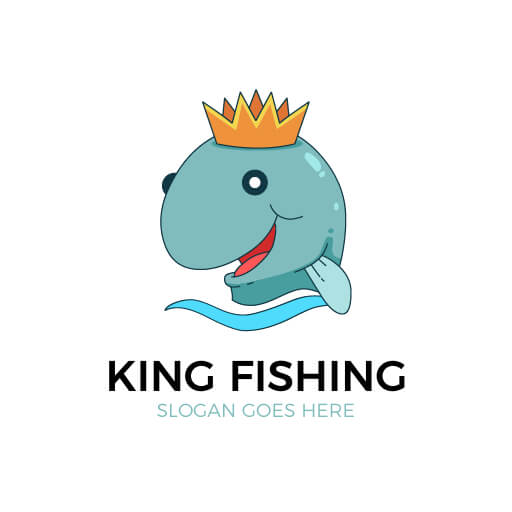 fishing logo template featuring a fish as the mascot character
