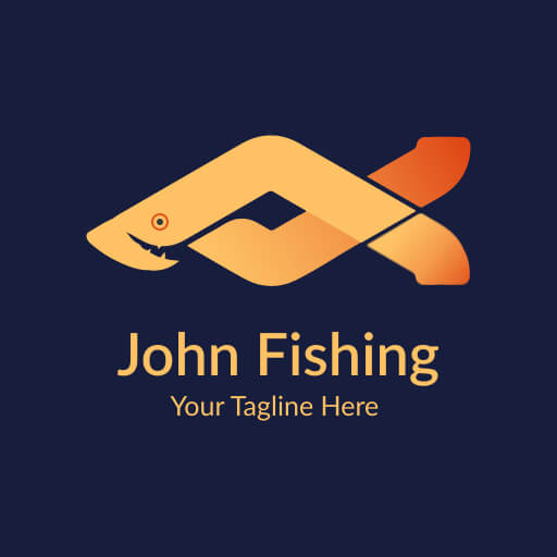 geometric fishing logo template with a stylized fish shape
