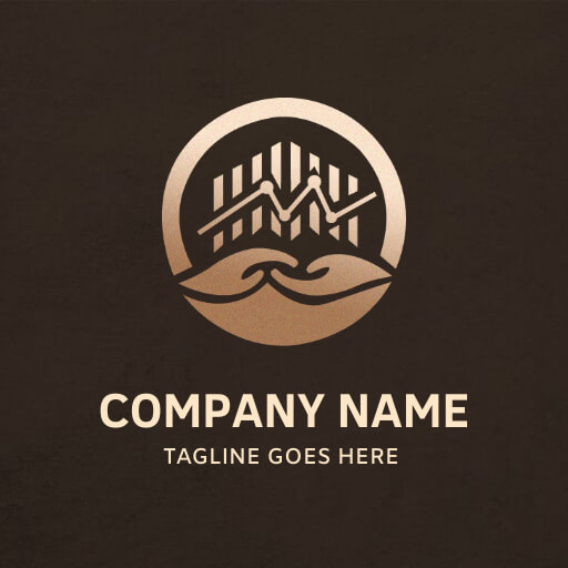 finance logo with graph icon in circular pattern