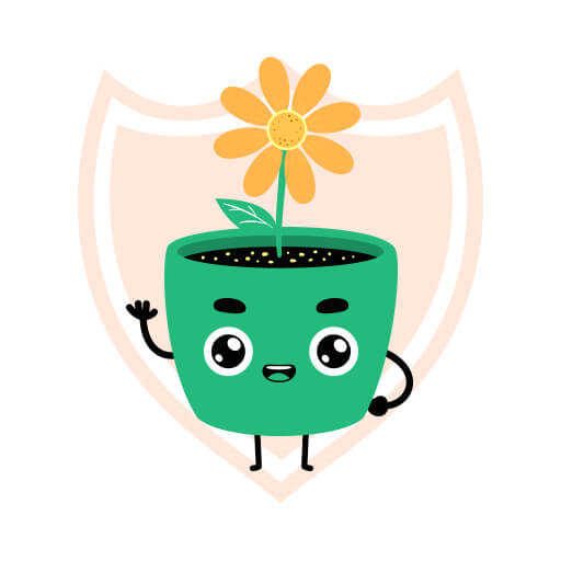 illustrative florist logo design template featuring a cheerful flower pot