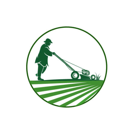lawn care logo with featuring tools