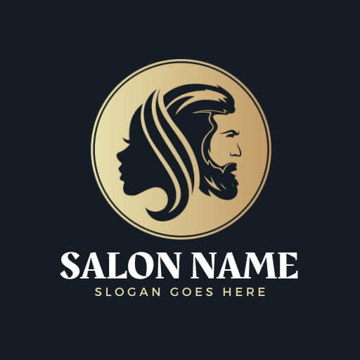 luxurious salon logo template in golden color with an intricate illustration