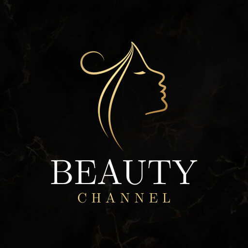 professional salon logo template with intricate golden lines with black background