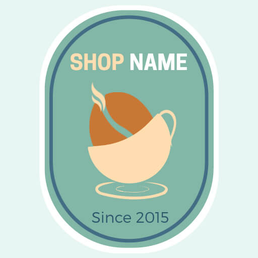 retro-themed cafe logo template with a coffee bean illustration