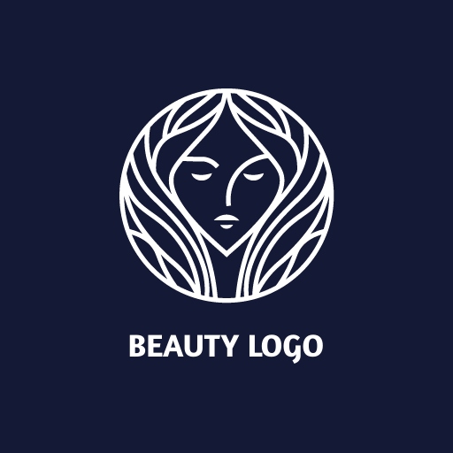 artistic skincare logo design template with line art depicting a face