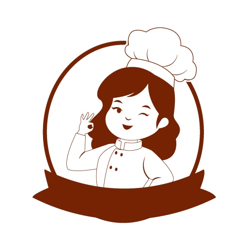 emblem chef logo design template featuring a girl chef in a classic uniform