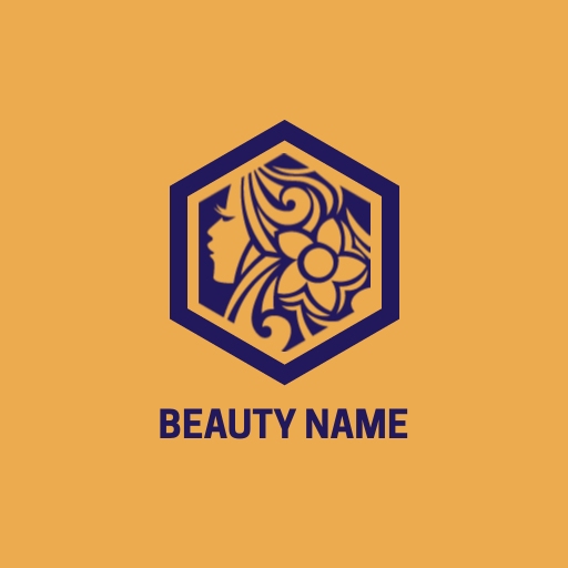 emblem-style skin care logo design template set within a hexagonal shape