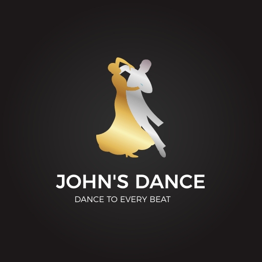 luxurious dance studio logo design template featuring a couple in an elegant pose