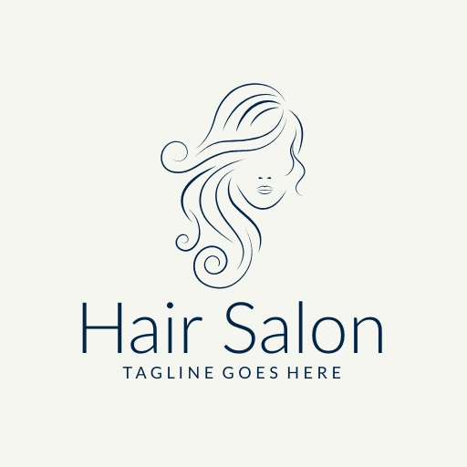 minimalist hairdresser logo design template with a delicate female face outline