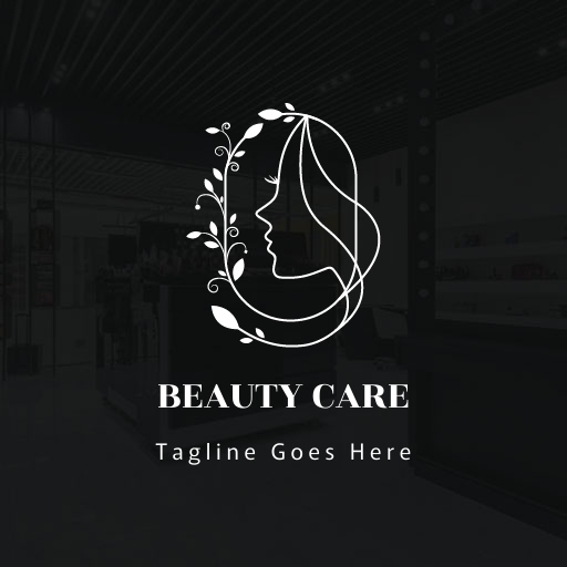 minimalist skincare logo design template with a delicate leaf motif