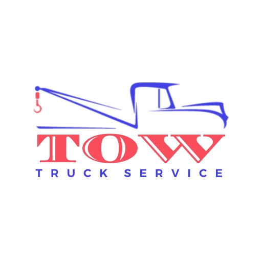 tow truck logo design template with abstract shapes forming a tow truck